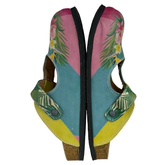 Calceo Comfort Clogs Sz 38(US 7.5–8)Hand Painted Floral Mary Jane Slip On Shoes - Picture 5 of 8